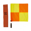 Set of 2 checkered yellow/red linesman flags - with red bag          