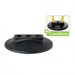 Rubber base with 3 holes suitable for 25 mm poles - black            
