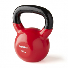 Vinyl kettlebell - 16 kg - Red - with TREMBLAY logo                  
